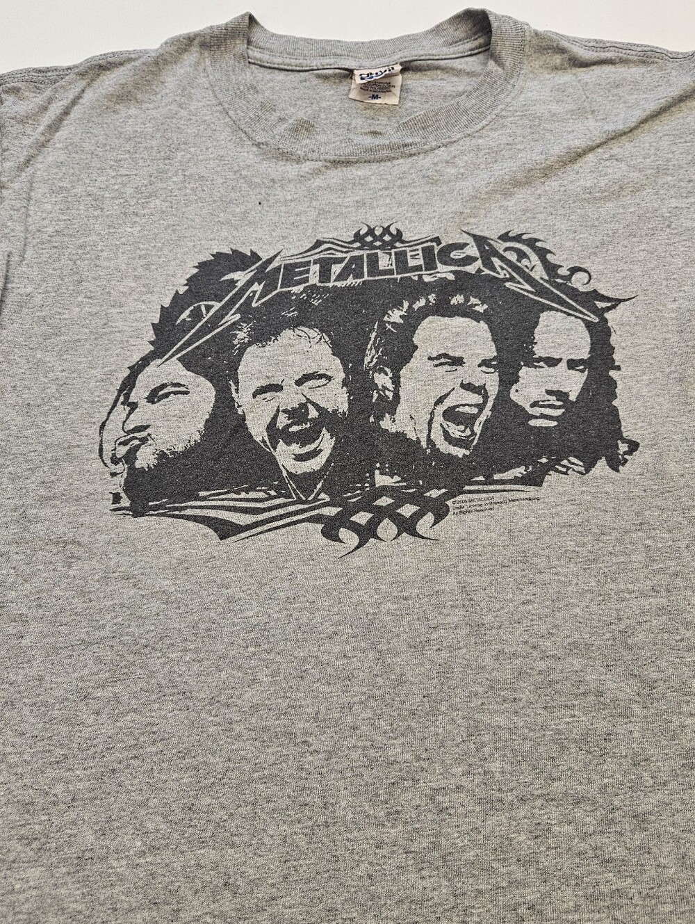 Metallica Y2k Vintage Band Faces Gray Men's Medium T-Shirt Officially
